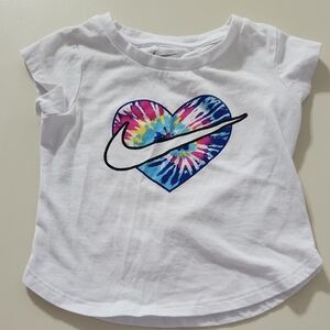 Nike Kids White T-Shirt with Colorful Heart Design